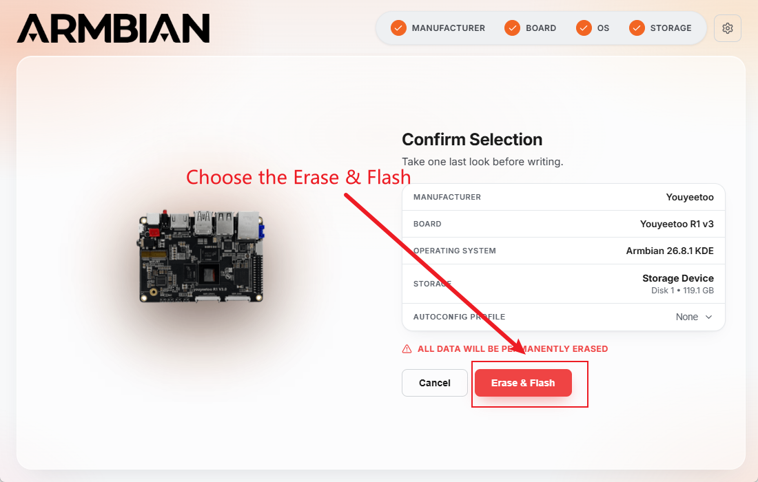 Erase and flash
