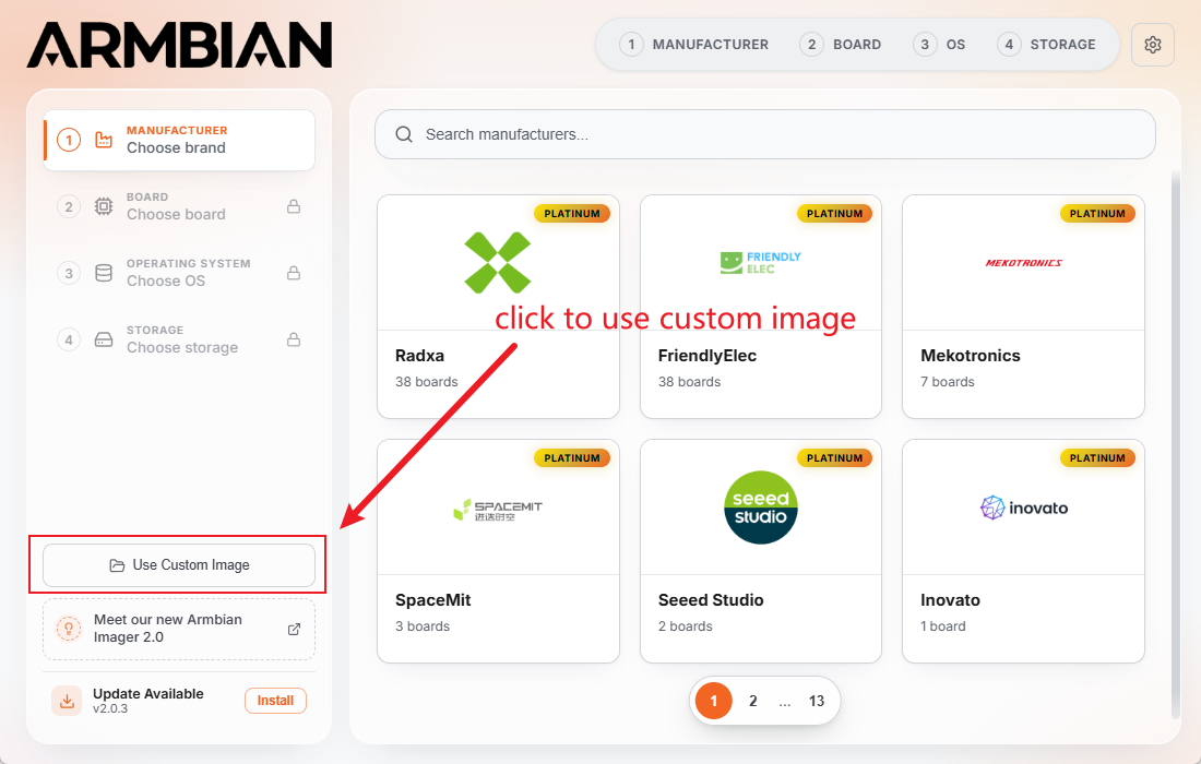 Build system using custom image