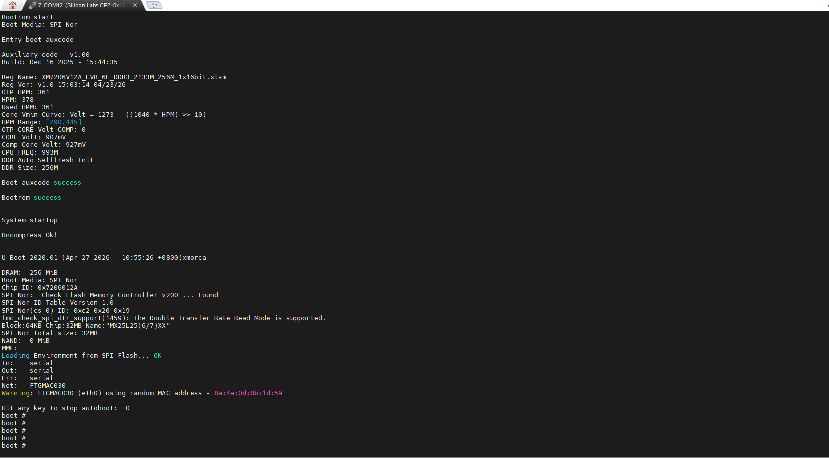 MobaXterm U-Boot console